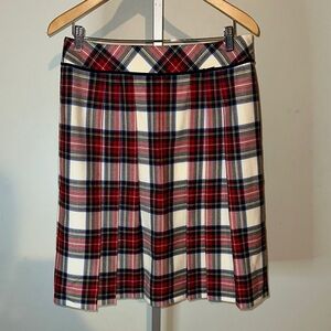 1980s-1990s Vintage Pendleton Wool Pleated Skirt Tartan Plaid Red/White/Black